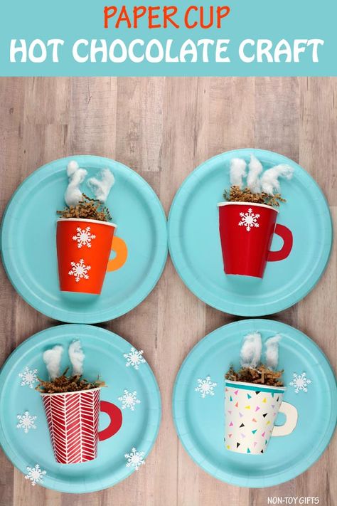 Paper Mug Craft, Hot Cocoa Crafts For Preschoolers, Hot Coco Arts And Crafts, Hot Chocolate Crafts Preschool, Preschool Hot Chocolate Craft, Hot Cocoa Mug Craft Preschool, Hot Chocolate Cup Craft, Soup Crafts For Kids, Chocolate Preschool Activities