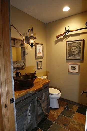 Western Bathrooms, Western Bathroom Decor, Rustic Master, Western Bathroom, Man Bathroom, Man Cave Bathroom, Bathroom Plans, Cabin Bathrooms, Pallet Patio