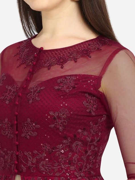 Net Suit Neck Designs Indian, Neck Designs For Net Dress, Kurti Designs Latest Net Material, Netted Kurti Designs Latest, Neck Designs For Net Kurtis, Net Chudithar Designs For Stitching, Net Clothes Kurti, Net Dress Neck Designs, Net Neck Design