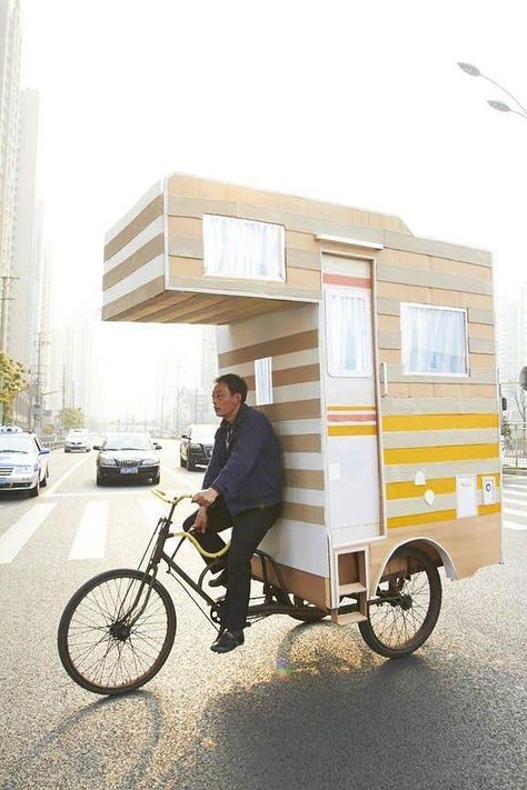 Gerobak Dorong, Kombi Motorhome, Ogilvy Mather, Bicycle Camping, Kombi Home, Bicycle Trailer, Bike Camping, Dream Bike, Small Campers