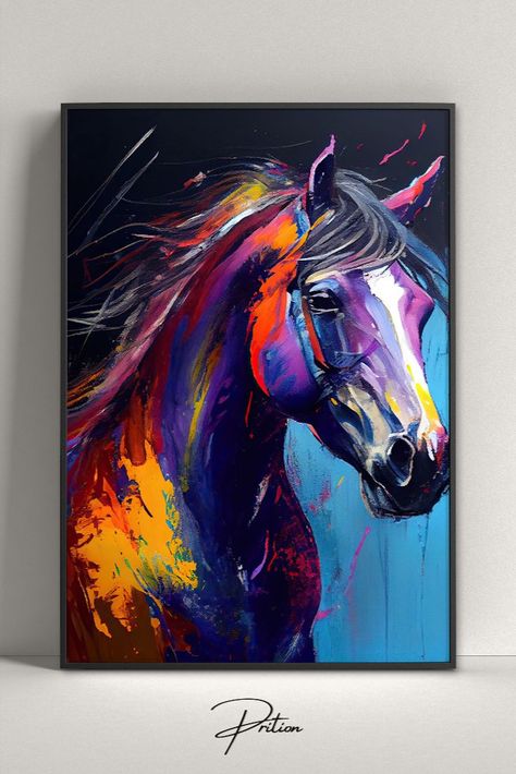 Colorful Horse Painting, Olivia Lee, Abstract Horse Art, Animal Canvas Paintings, Horse Canvas Painting, Oil Painting Digital, Art Palette, Canvas Drawing, Horse Drawings