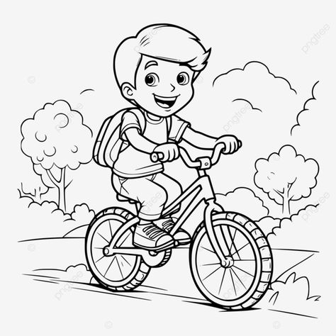 boy riding bicycle coloring page for kids vector kid riding bike coloring page boy riding bike col Bike Coloring Page, Map Elements, Cycle Drawing, Primary Chorister, Bike Toy, Riding Bicycle, Bike Drawing, Riding Bike, Kids Vector