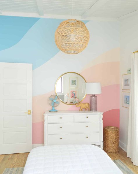 How To Paint A DIY Wall Mural In Your Home | Young House Love Abstract Wall Mural, Girls Room Paint, Wall Murals Diy, Kids Room Murals, Room Wall Colors, Kids Room Paint, Young House, Young House Love, Bedroom Murals