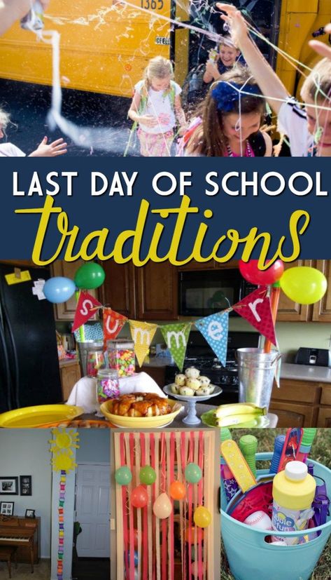 In just a few short days or weeks, the final bell will ring on the school year! As much as the kids are counting down the days, so am I. I am starting to prepare for the end of the school and plann… Last Day Of School Traditions, Last Day Of School Fun, End Of Year Party, Summer Traditions, The Last Day Of School, School's Out For Summer, School Celebration, Preschool Graduation, School Daze