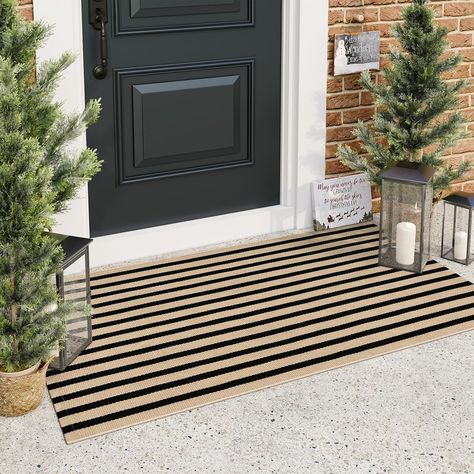 porch rugs, classic and fashionable style decor, flat woven design, doormat layering rug outdoor, home decor ideas, home decor entryway, home decor farmhouse, home decor ideas, home decor outdoor, home decor fabric, home decor on a budget, rugs design, #ad Front Door Exterior Decor, Outdoor Rugs Front Door, Fromt Door Rug, Thanksgiving Front Door Decorations, Layering Porch Rugs, Front Door Doormat Ideas, Front Doormat Ideas, Outdoor Front Door Mat, Double Front Door Mat