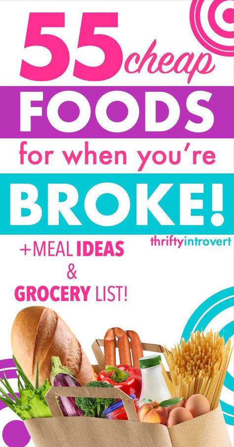 Need to make it to next payday? Check out these cheap foods to buy when you're broke and on a budget. Save money on groceries, cut your grocery bill, cheap meal ideas, frugal living, save money on food, cheap foods grocery list. Pioneer Recipes, Grocery Savings Tips, Cheap Meal Ideas, Save Money On Food, Frugal Meal Planning, Living Frugal, Eat On A Budget, Saving Money Frugal Living, Cheap Meal