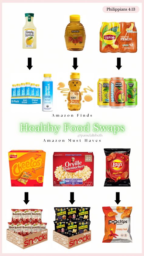 Healthy Snacks Alternatives, Healthy Snacks To Get At Walmart, Healthy Snack Substitutes, Healthy Drinks To Buy At The Store, Healthy Snacks From Store, Low Cal Snacks To Buy, Healthier Alternatives Food Swap, Healthy Walmart Snacks, Healthy Store Snacks