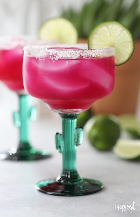 How to make the ultimate prickly pear margarita! #pricklypear #margarita #cocktail #drink #recipe #tequila #lime Alcohol Punch, Pear Margarita, Fresh Fruit Drinks, Midnight Margaritas, Prickly Pear Margarita, Flavored Margaritas, Rosemary Simple Syrup, Mezcal Cocktails, Mexican Drinks