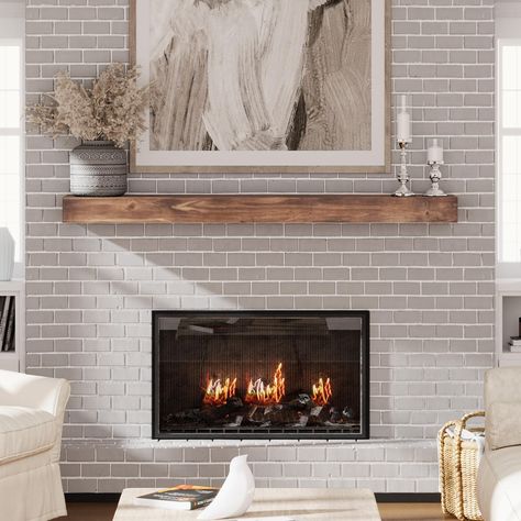 60 Inch Fireplace, Simple Fireplace Mantel, Wood Mantles, Wood Fireplace Mantle, Rustic Fireplace Mantle, Floating Mantel Shelf, Chimney Decor, Reclaimed Wood Fireplace, Wood Mantle Fireplace