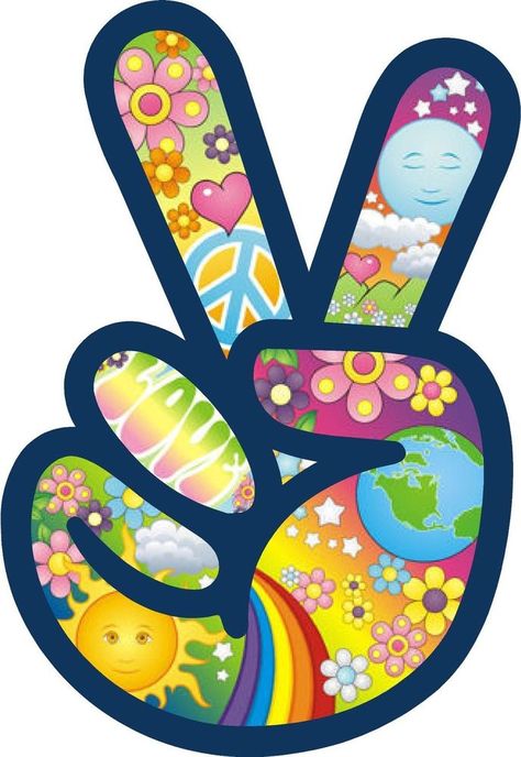 Peace Symbol Sign Flower Power Hippie Love Car Color Decal Sticker 3.4"X5" Peace And Love Art, Hippy Flowers, Hippy Party, Hippie Symbols, Paz Hippie, Peace Sign Art Hippie, Flower Power Party, Peace Fingers, Flower Power Hippie