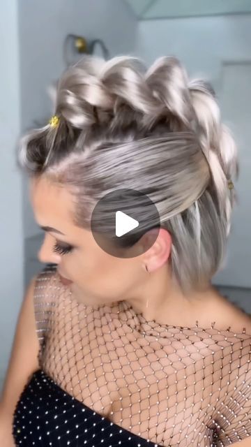 Cute Braid For Short Hair, Viking Updo Short Hair, Messy Hairdos For Short Hair, Viking Braid Short Hair, Viking Braids For Short Hair, Bubble Braid Ponytail Short Hair, Faux Hawk Updo Short Hair, Viking Hair Styles For Short Hair, Viking Short Hairstyles