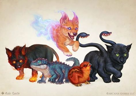 Bonded Pets Fantasy Companion Animals, Fantasy Animal Companion, Fantasy Familiars Animals, Cute Mythical Animals, Cute Fantasy Creatures Art, Fantasy Pets Mythical Creatures, Fantasy Familiar, Dnd Familiar, Dnd Pets