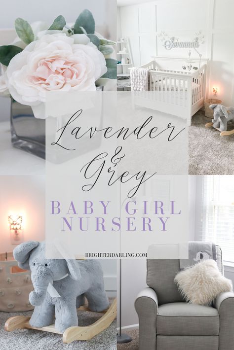 LAVENDER AND GREY BABY GIRL NURSERY TOUR INSPIRATION AND IDEAS | BRIGHTER DARLING BLOG Baby Girl Nursery Room Ideas Lavendar, Girly Nursery Ideas Purple, Baby Girl Nursery Purple And Grey, Baby Girl Nursery Room Ideas Purple, Violet Nursery Ideas, Girl Nursery Themes Purple, Baby Girl Nursery Lavender, Purple Nursery Paint Colors, Nursery Ideas Lavender