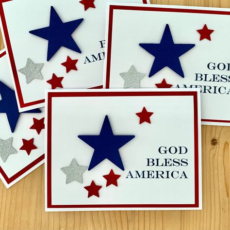 Independence Day Card, 3d Stars, Military Cards, Veteran's Day, Design Card, Making Greeting Cards, Handmade Greetings, Card Making Inspiration, God Bless America