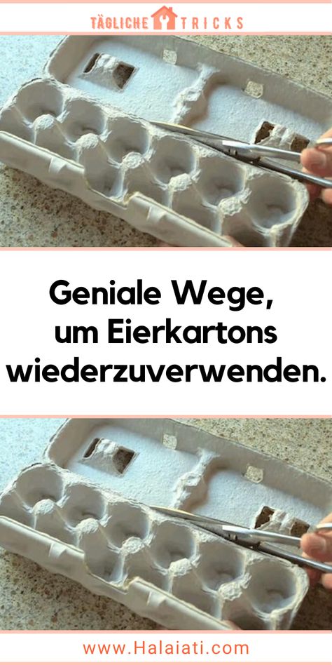 Eier können als Spiegelei, Rührei oder einfach als gekochtes Ei zum Frühstück gegessen werden – wer liebt sie nicht? Abgesehen davon, dass sie köstlich sind, kommen sie in praktischen Kartons daher, die sich vielseitig wiederverwenden lassen. Nachdem du die folgenden Ideen gesehen hast, wirst du feststellen, dass das Wegwerfen der Kartons eine echte Verschwendung ist. Du kannst sie beispielsweise als Spielzeug, Kunstwerk oder als Aufbewahrungsort für etliche Dinge verwenden. Trash Art, Ice Cube Tray, Cement, Kindergarten, Trucks, Pins