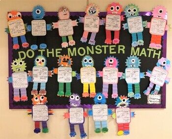 <p>These Math Monsters are a perfect Halloween craft for 2nd graders! In the monster's body students are tasked with writing a 3 digit number in standard form, expanded form, base ten form, and word form. This craft makes a wonder bulletin board display and allows students to be creative. There are three different head options.</p><!-- New description editor --> Math Crafts 2nd Grade, Halloween Craft Second Grade, Halloween Activities School, Halloween Math Bulletin Boards, 2nd Grade Math Crafts, Halloween Math Craft Kindergarten, Fall Math Craft, Halloween Maths, Halloween Math Craft