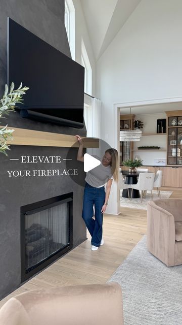 Brooke and Brice on Instagram: "Ready to turn your dull fireplace wall into a masterpiece? Grab your drywall mud, some paint and a ladder, and let’s get to work! Follow along for easy steps to elevate your space! 

Would this technique look good in your house?

 #diy #texture #custom #modern #style #decor #interiordesign #mystyle #trending #architecture" Diy Drywall Fireplace, Grey Plaster Fireplace, Tv Fireplace Wall Ideas Mounted Tv, Drywall Fireplace, Grey Fireplace, Drywall Mud, Modern Style Decor, Concrete Fireplace, A Ladder