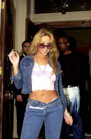 Denim On Denim Outfit 90s, Denim Themed Party Outfit, Iconic 2000s Outfits, 90s Rnb Fashion, Mariah Carey Outfits, 90s Fashion Denim, 2000s Celebrities, 2012 Style, Denim Party