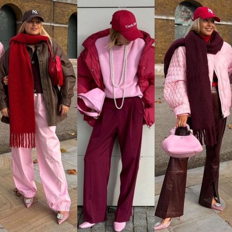 Pink & Burgundy & Red 🌸🍷🌹 1, 2 or 3 ?? | Instagram Chica Cool, Fall Wardrobe, Burgundy Red, Capsule Wardrobe, Winter Outfits, Autumn Fashion, My Style, Wardrobe, Red