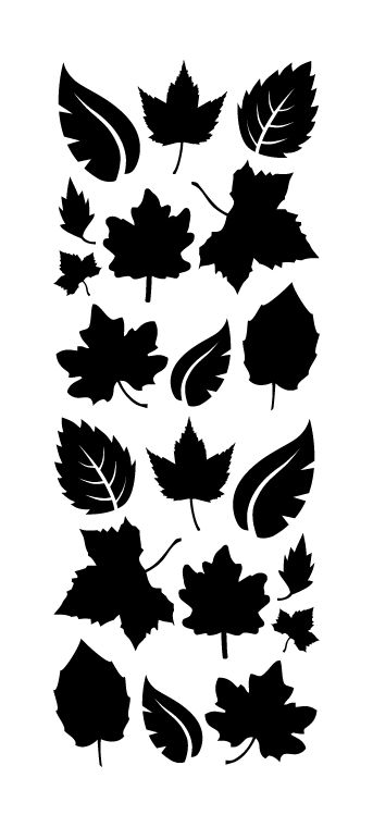 Bring a fall day to your home all year long with our falling leaves wall decals. Your order will include a total of 20 leaf wall graphics. The largest leaf wall sticker measures approximately 5 inches wide by 5.5 inches high. The leaf decals can be ordered in a variety of colors. PRODUCT DETAILS Free first class shipping on orders over $25** Quick installation with easy-to-read instructions included The decals are easily removable, will not damage walls and leave no residue (decals are not reusa Leaf Silhouette Pattern, Sticker Ideas Easy, Black And White Designs, Leaf Svg, Leaf Vector, Stencil Stickers, Doodle Art Flowers, Cricut Stencils, Leaf Silhouette