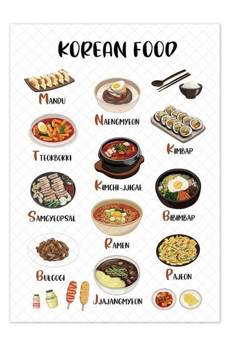 Korean Food Ingredients, Korean Food To Try, Korean Food Products, Korean Grocery List, Korean Food Stickers Printable, Korean Food Drawing Cute, Korean Food Recipes South Korea, Korean Food Ideas, This Or That Food