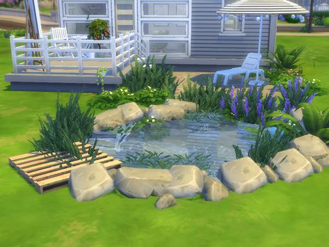 Beautiful Pond Lake  Pool Garden  Sommer Stones Pretty Nature Sims Outdoor Ideas, Pond Bloxburg, Bloxburg Pond Ideas, Sims 4 Pond Ideas, Lake House Sims 4, Sims 4 Outdoor Ideas, Sims 4 Garden Ideas, Sims 4 Game Packs, Beautiful Pond