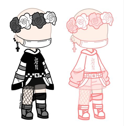 Twin Gacha Club Outfits, Gacha Outfit Female, Matching Outfits Gacha Club, Gacha Twins Outfits, Edgy Gacha Club Outfits, Gacha Life Villain Outfits, Gacha Outfit Ideas Female, Gacha Club Twins Oc, Gacha Club Job Outfits