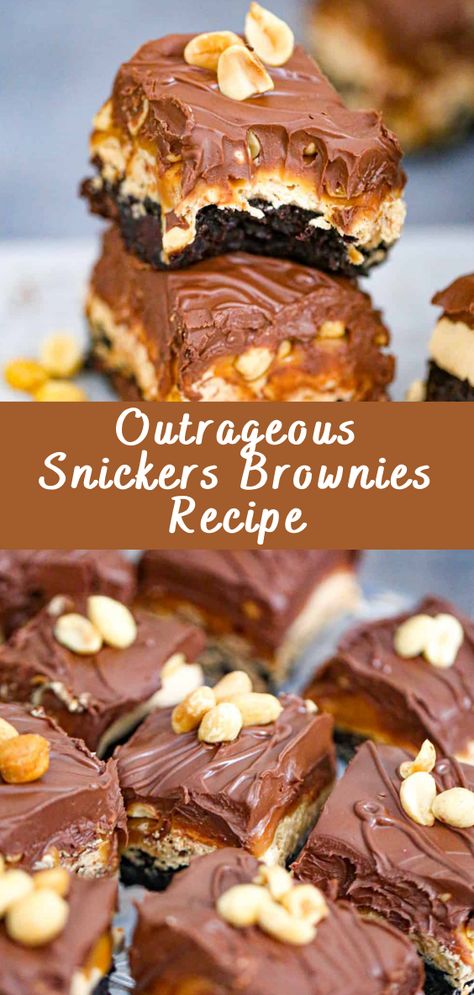 Outrageous Snickers Brownies Recipe Introduction Who can resist the irresistible combination of chocolate and caramel, packed with the nutty goodness of Snickers? Snickers brownies are the ultimate indulgence for any sweet tooth out there. In this article, we’re going to take you through a mouthwatering journey, teaching you how to create your very own Outrageous […] The post Outrageou... Snickers Brownie Pie, Copycat Snickers Bar, Chewy Snickers Brownies, Snicker Desserts, Snickers Dessert Recipes, Snickers Recipes, Twix Brownies, Ultimate Brownie Recipe, Snickers Fudge