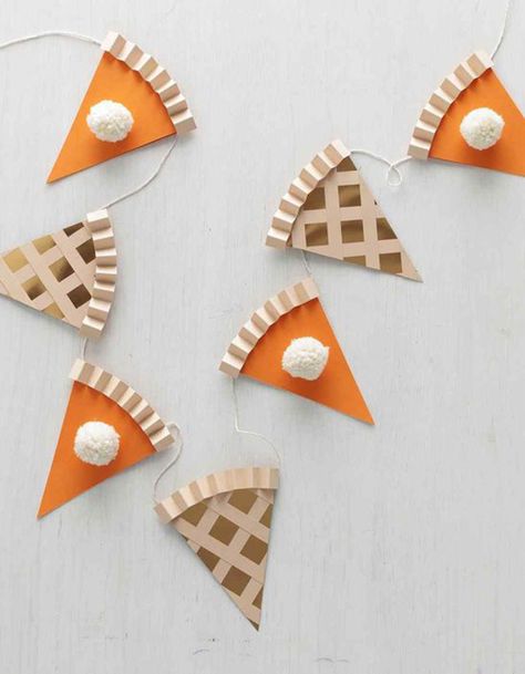 Turn your Thanksgiving into a DIY dream with these fun and chic decor projects, like this cheeky pie garland! Simple Thanksgiving Crafts, Thanksgiving Decorations For Kids, Pie Garland, Thanksgiving Crafts To Make, Thanksgiving Diner, Easy Diy Thanksgiving Decorations, Fall Crafts Decorations, Fall Crafts For Adults, Thanksgiving Crafts Diy