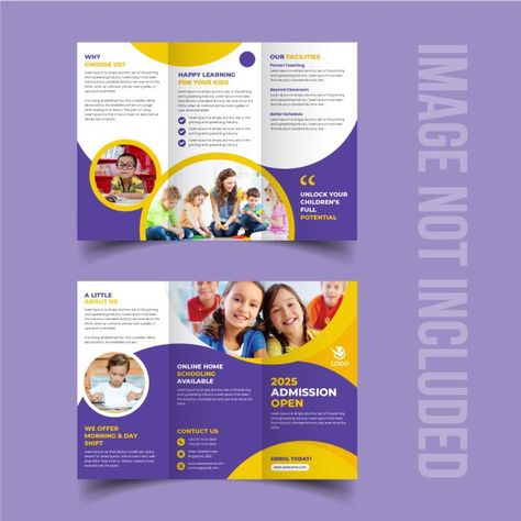 Colorful eye catching trifold brochure. All the elements are fully editable. One can easily Edit this template. Standard A4 size Counseling Brochure Design, School Leaflet Design, School Brochure, Corporate Brochure Design, Trifold Brochure Design, Flyer Design Inspiration, Brochure Design Inspiration, School Admissions, Trifold Brochure Template