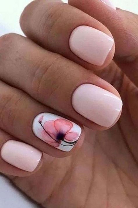 Natural Summer Nails, Cute Summer Nail Designs, Unghie Nail Art, Fall Nail Art Designs, Floral Nail Designs, Short Square Nails, Nail Art Designs Summer, Nagel Inspo, Short Nail Designs