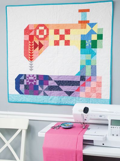 Sewing Machine Quilt Block, Atelier Ideas, Wall Quilt Patterns, Quilting Digest, Sewing Machine Quilting, Mini Quilt Patterns, Quilt Modernen, Quilting Room, Easy Quilt Patterns