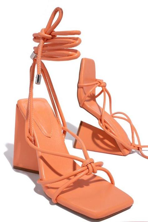 Triangle Heels, Elegant Shoes Heels, Single Sole Heels, Heels Aesthetic, Orange Heels, Orange Fits, Christmas Shoes, Cute Heels, Boot Pumps