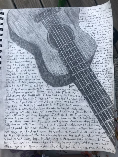 Inspired by the new album from NF The lyrics here are from HAPPY and GONE ft Julia Michaels Both songs hit super close to home for me and are definitely maybe kinda on repeat 24/7 😂 (Also this is definitely my first time drawing a guitar 💀😂) #guitar #art #music #fanart #lyrics #smallartist #newmusic #realmusic Lyric Art Drawings, Lyrics Drawing, Blank Space Lyrics, Changes Lyrics, Nf Hope, Lyric Drawings, Definitely Maybe, Song Art, Journal Therapy