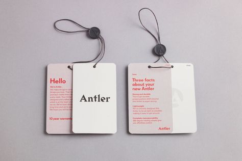 Antler by Mammal, United Kingdom. #swingtag #design #branding Hang Tag Inspiration, Hang Tags Ideas, Tag Graphic Design, Tag Design Ideas, Hangtag Design, Logo Design Branding Fashion, Fashion Logo Inspiration, Clothing Labels Design, Hang Tags Clothing