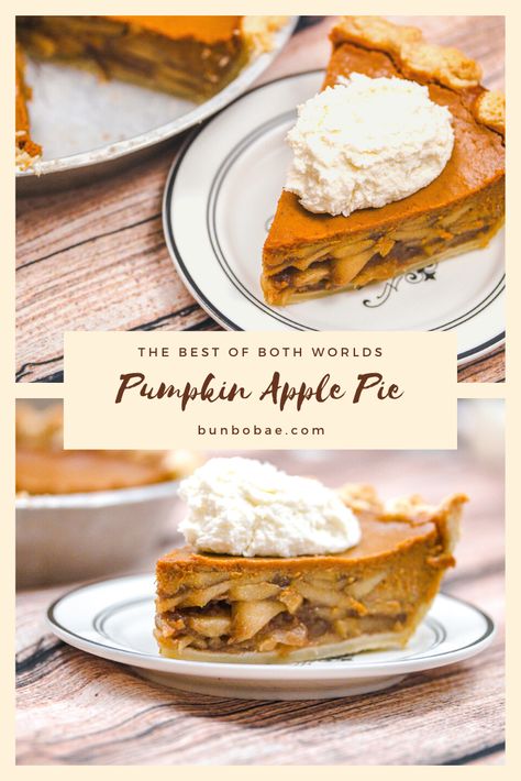 With a caramel apple layer and a spiced pumpkin layer, this Pumpkin Apple Pie is the best of both worlds. Caramel Apple Pumpkin Pie, Apple Pumpkin Pie Recipe, Pumpkin Apple Pie Recipes, Layered Apple Pie, Apple Pumpkin Desserts, Pumpkin Apple Pie, 2024 Holidays, Apple Pumpkin Pie, Hot Fudge Cake