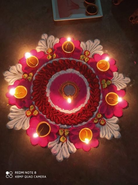 40+ Best Beautiful Designs of Rangoli for Diwali 2023 Easy Yet Beautiful Rangoli, Aesthetic Rangoli For Diwali, Happy Diwali Rangoli Aesthetic, Diwali Rangoli Aesthetic, Aesthetic Rangoli Designs For Diwali, Diwali Puja Decorations At Home, Rangoli Snap, Rangoli Designs Aesthetic, Unique Rangoli Designs Diwali