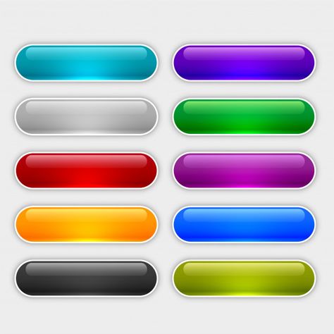 Glossy web buttons set in different colors | Free Vector #Freepik #vector #freelabel #freeicon #freebadge #freegreen Ui Buttons, Web Colors, Minimal Patterns, Visiting Card Design, Poster Background Design, Web Icons, Graphic Editing, Color Vector, Visiting Cards