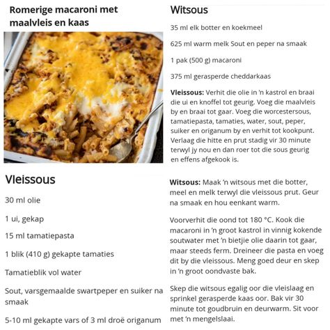 Maalvleis Geregte, South African Salad Recipes, Afrikaans Recipes, Bobotie Recipe, Maklike Resepte, African Dessert, Recipes Meat, Easy Pizza Dough, Money Printables