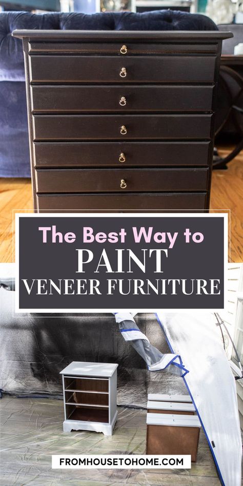 How to Spray Paint Veneer Furniture With A Paint Gun | DIY Decorating Ideas Paint Veneer Furniture, Painting Veneer Furniture, Painting Veneer, Furniture Makeover Ideas, Veneer Furniture, Furniture Refurbishing, How To Spray Paint, Spray Paint Furniture, Diy Furniture Makeover Ideas