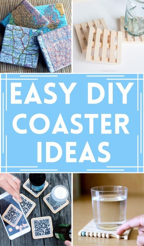 Feel free to tinker with these DIY coaster ideas as much or as little as you like. For the perfect finishing touch, add monogram letters onto faux wood grain coasters for a unique spin on a classic gift, or decorate them with cute little tassels for a more casual look. Drink Coasters Diy, Wooden Coasters Diy, Wood Coasters Diy, Scrabble Coasters, Mini Pallet Coasters, Diy Coasters Tile, Diy Coaster, Diy Giveaway, Homemade Coasters