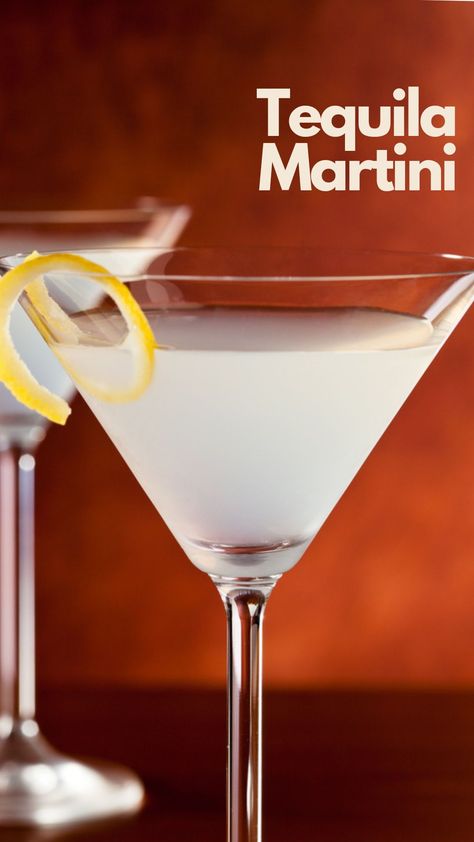 The Tequila Martini is a sophisticated and elegant cocktail that is perfect for a spring evening. Made with tequila, dry vermouth, and a dash of orange bitters, this drink is stirred with ice and strained into a chilled martini glass. #TequilaMartini Tequila Martini Cocktails, White Tequila Cocktails, Martini Recipes Tequila, White Cocktails Recipes, Tequila Martini Recipes, Martini With Tequila, Bartender Anime, Pomegranate Tequila, Tequila Martini