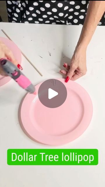 Olivia Parazine on Instagram: "Transforming party plates from Dollar Tree into colorful lollipops – easy, affordable, and oh so sweet! 🍭✨ #DIYPartyCrafts #DollarTreeCrafts" Diy Lollipops Decorations, Dollar Tree Christmas Candy Decor, Candyland Kitchen Christmas, Diy Fake Lollipop, Diy Large Lollipop Decorations, Dollar Tree Lollipop Diy, Dollar Tree Candy Land Decor, Lollipop Birthday Party Ideas, Lollipop Decorations Diy