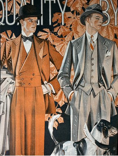 These fabulous Art Deco illustrations really do illustrate just how much thought and care went into 30s menswear. Costumes Faciles, J.c Leyendecker, Jc Leyendecker, Men In Suits, Art Deco Illustrations, Art Deco Illustration, Vintage Mens Fashion, Art Deco Posters, Vintage Suits