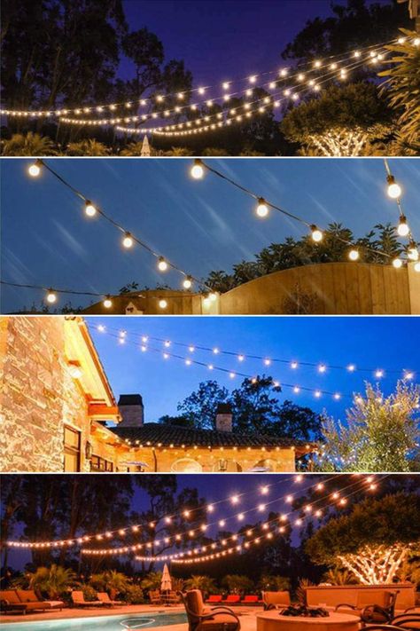 Banord 102FT Outdoor String Lights, Waterproof Patio Lights with 35 Shatterproof LED Bulb Hanging Light String, Black String Light Vintage Party Lights for Garden, Backyard, Porch, Cafe, Deck, Wedding Outdoor Restaurant Lighting Ideas, Backyard Hanging Lights Ideas, Deck Hanging Lights, Cafe Lights Backyard, Outdoor Patio Lighting Ideas, Birthday Bonfire, Outside Hanging Lights, Deck String Lights, Outdoor Lighting Ideas Backyards