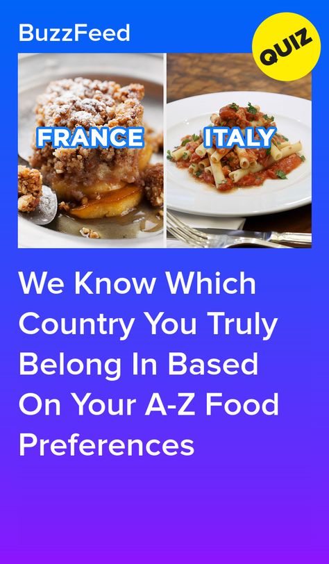 Food Quiz Buzzfeed, Pasta Food Recipes, Quizzes Food, Vienna Sausage, Country To Visit, Cake Pizza, Food Quiz, Blueberry Topping, Tofu Salad