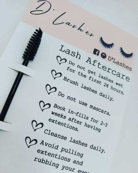 Lash aftercare cards|Eyelash extension|Salon Lash Extension Branding Ideas, Lash Extensions After Care Kit, Lash Aftercare Post, Eyelash Extensions Room Setup, Eyelash Extensions Instagram Bio, Lash Information, Eyelash Aftercare Instructions, Lash Tech Instagram Names, Lash Party Ideas