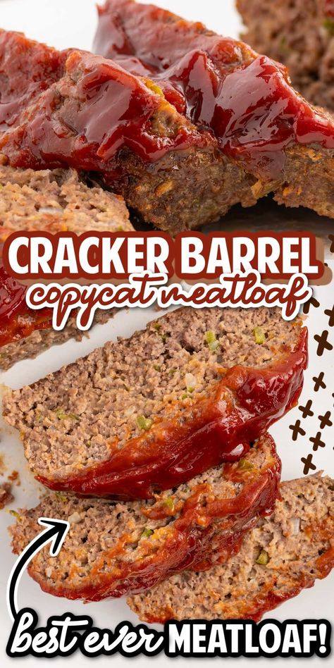 Try our trusted Cracker Barrel Meatloaf recipe with a savory glaze (and a secret ingredient!). Perfect for a satisfying meal backed by a decade of cooking expertise. Cracker Barrel Meatloaf Recipes Best, Cracker Barrell Meatloaf Recipes, Meatloaf Recipes Cracker Barrel, Cracker Barrel Meatloaf Recipe Copycat, Bbq Chicken Meatloaf, Cracker Barrel Meatloaf Recipes, Meatloaf Glaze Recipes, Meatloaf Cracker Barrel, Meatloaf With Crackers