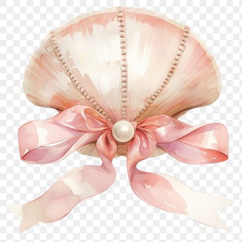 Pearl Graphic Design, Everskies Items, Shells Aesthetics, Pearl Coquette, Pearl Sticker, Shell Illustration, Shell With Pearl, Digital Decorations, Png Coquette