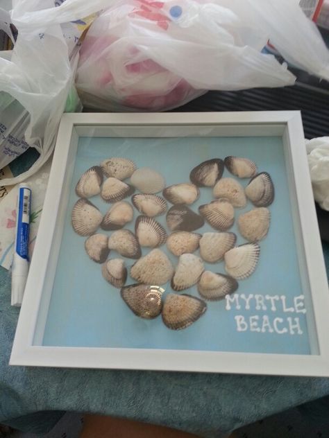 Gift I made my boyfriend with the shells we brought back from myrtle beach! Beach Keepsake Ideas, Myrtle Beach Honeymoon, Beach Keepsakes, Boyfriend Stuff, Homemade Gifts For Boyfriend, Vacay Ideas, Homemade Gift Baskets, Beach Memories, Shell Ideas